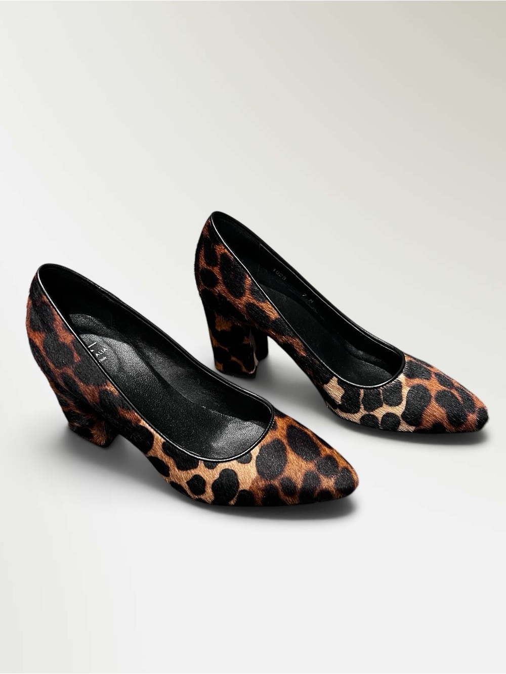 Aquatalia Peony Pump Leopard-Print Pointed Block Heel Pumps - Brown & Black
